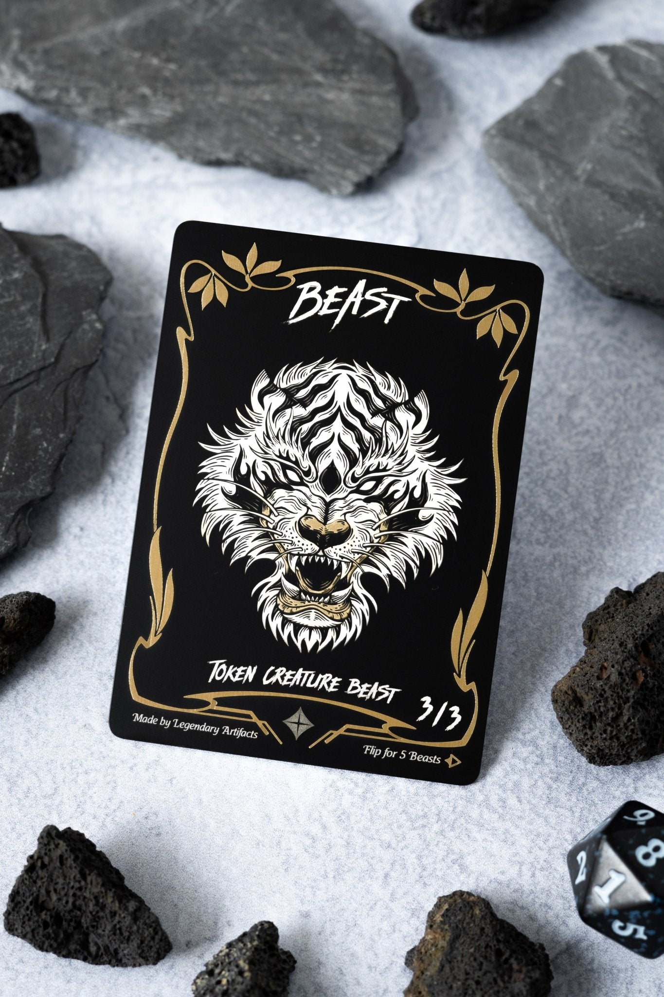 Engraved Steel Beast Token, Double Sided - Legendary Artifacts