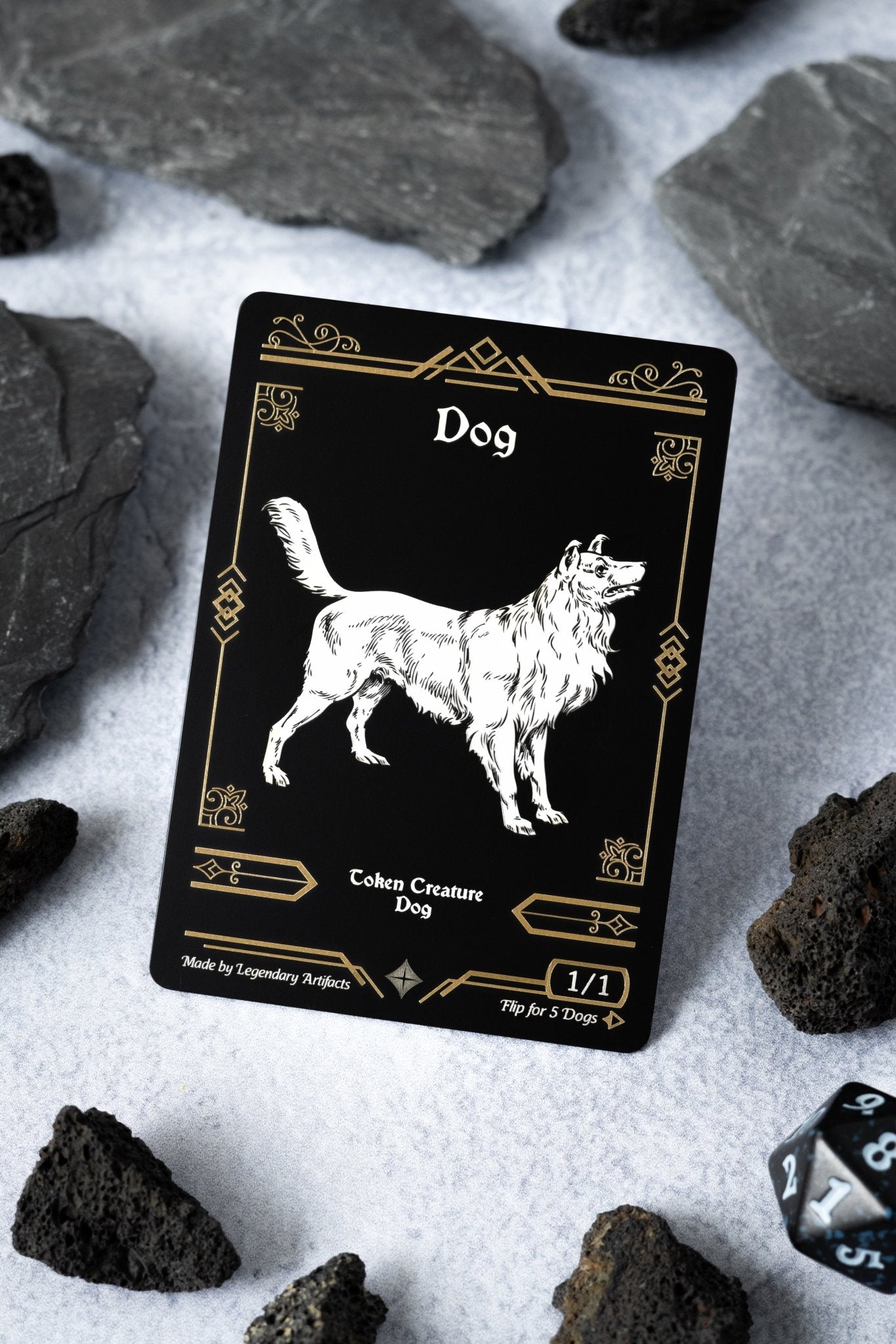metal engraved mtg cards Stainless Steel Dog Token - Metal MTG Tokens