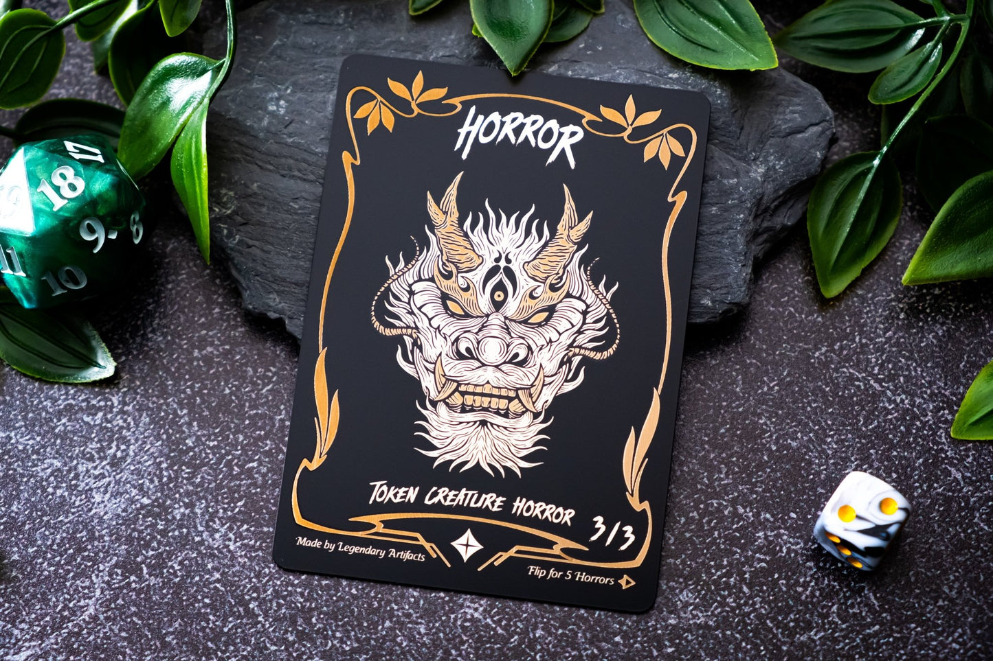 Engraved Steel Horror Token, Double Sided - Legendary Artifacts