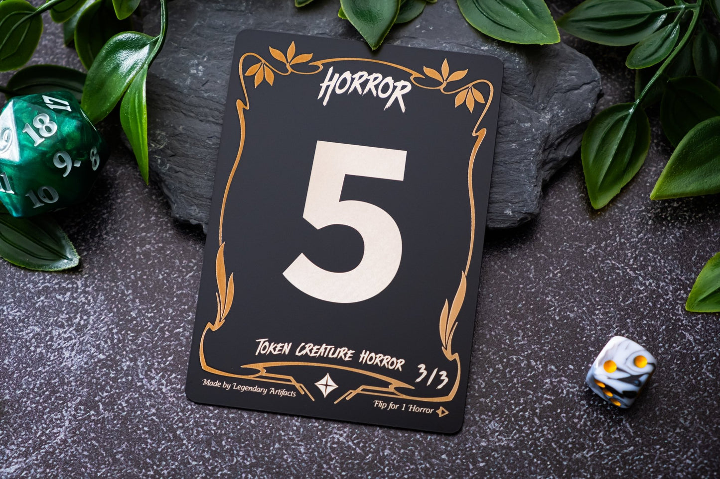 Engraved Steel Horror Token, Double Sided - Legendary Artifacts
