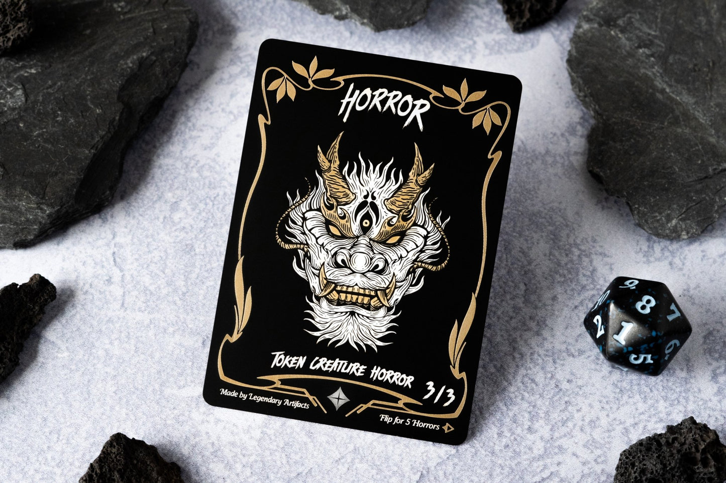Engraved Steel Horror Token, Double Sided - Legendary Artifacts