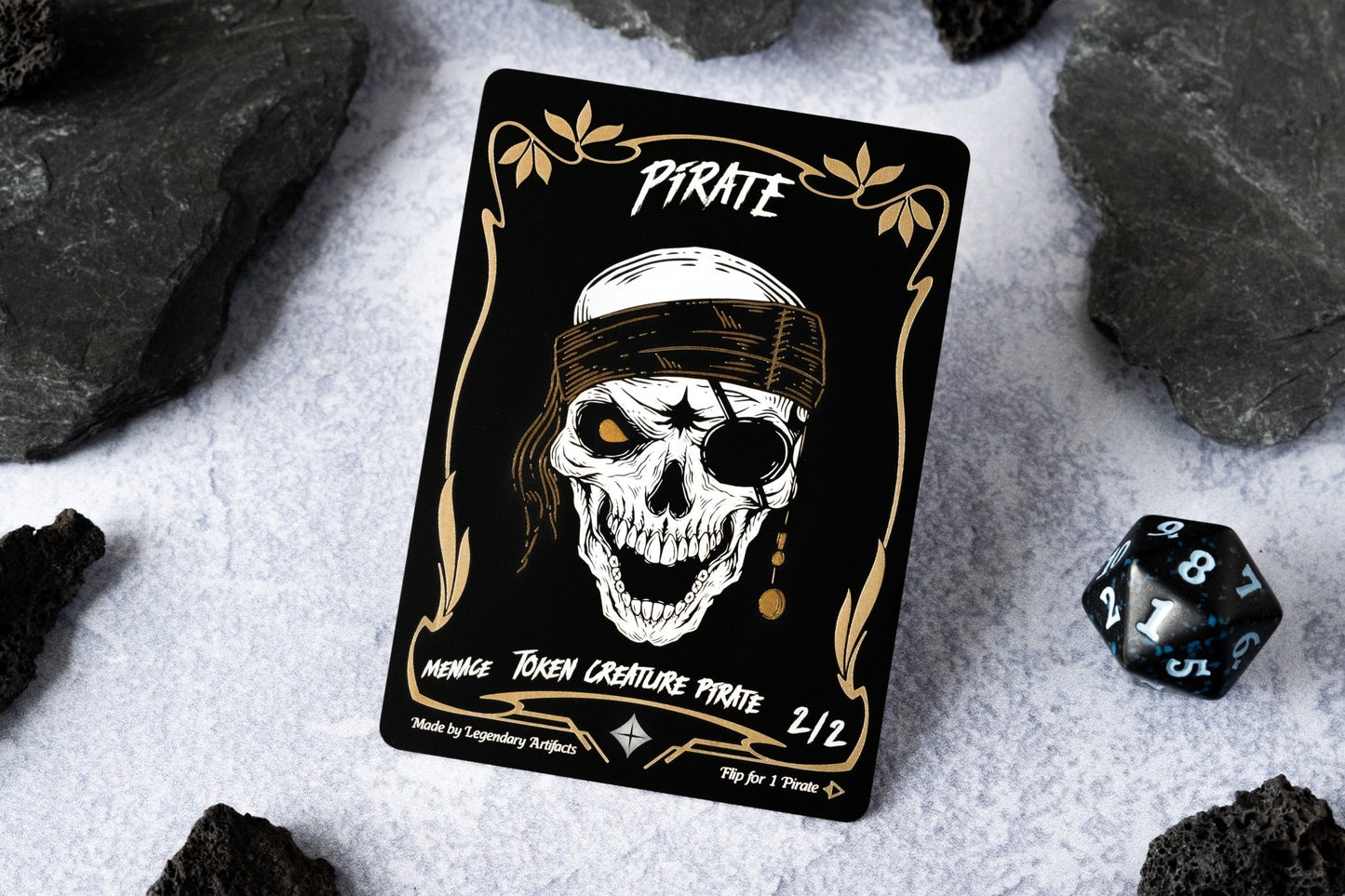 Engraved Steel Pirate Token, Double Sided - Legendary Artifacts
