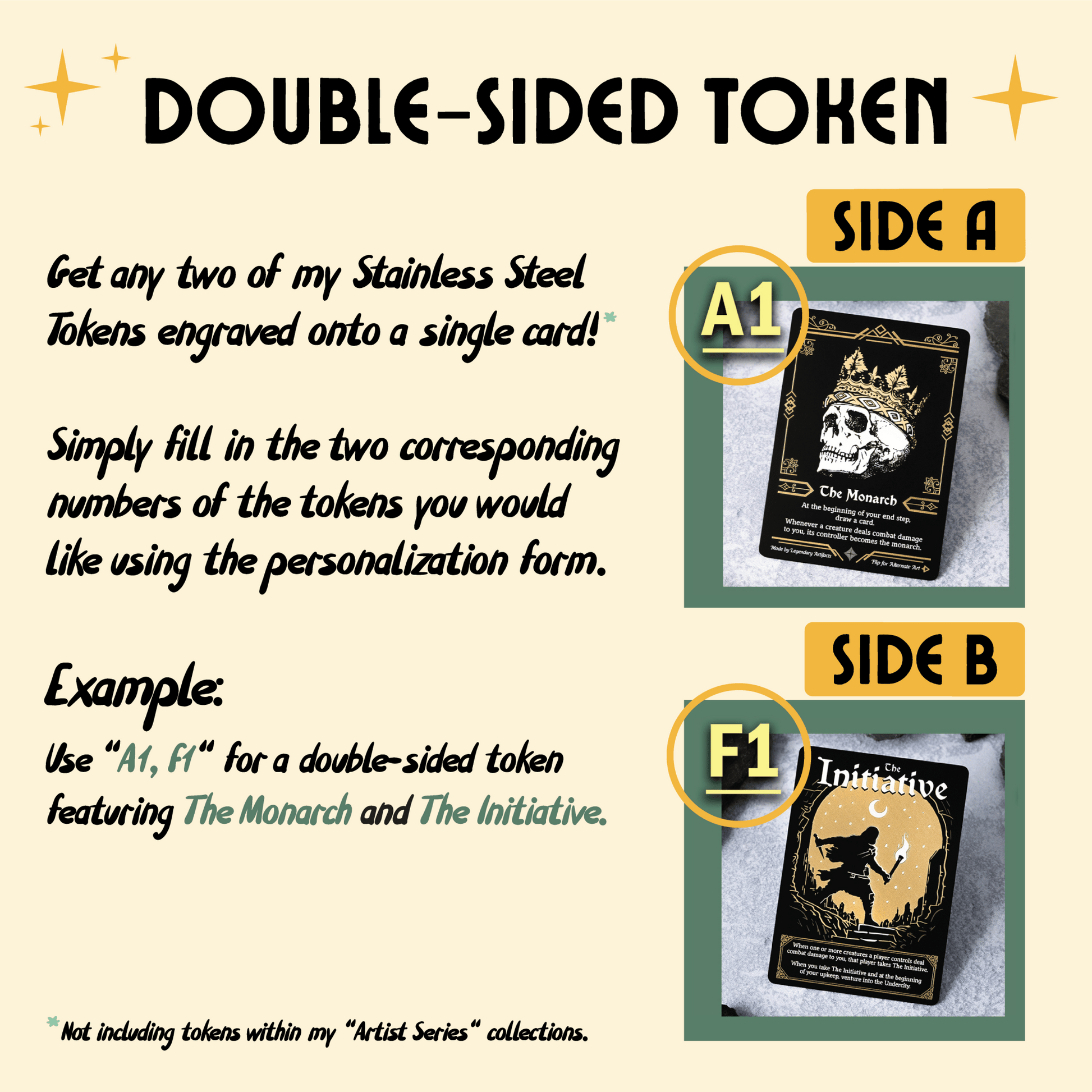 mtg double faced card token Stainless Steel Double-Sided Token - MTG Tokens
