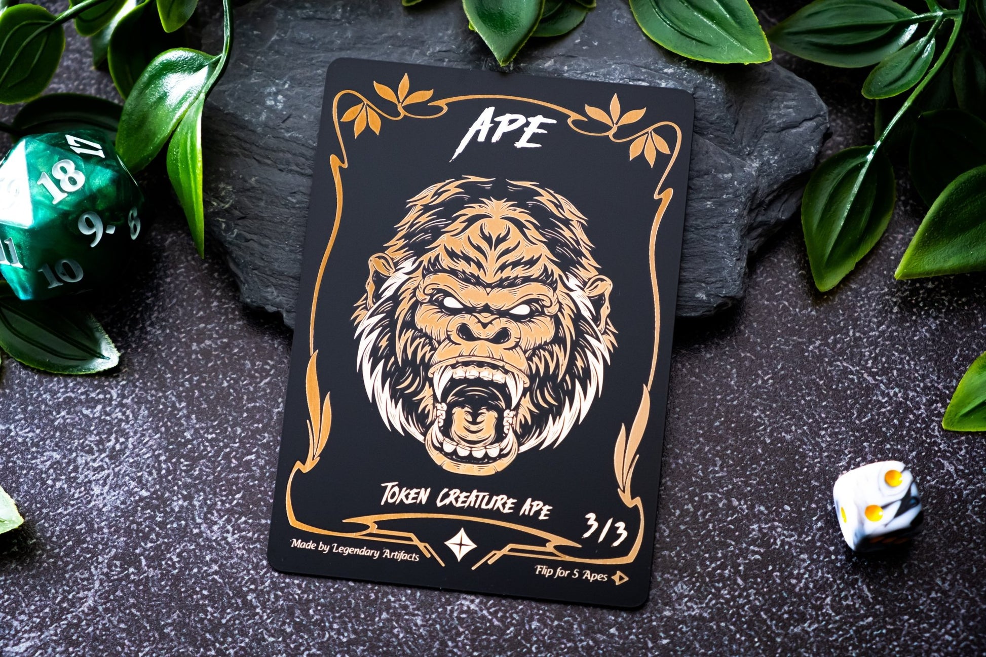 Engraved Steel Ape Token, Double Sided - Legendary Artifacts