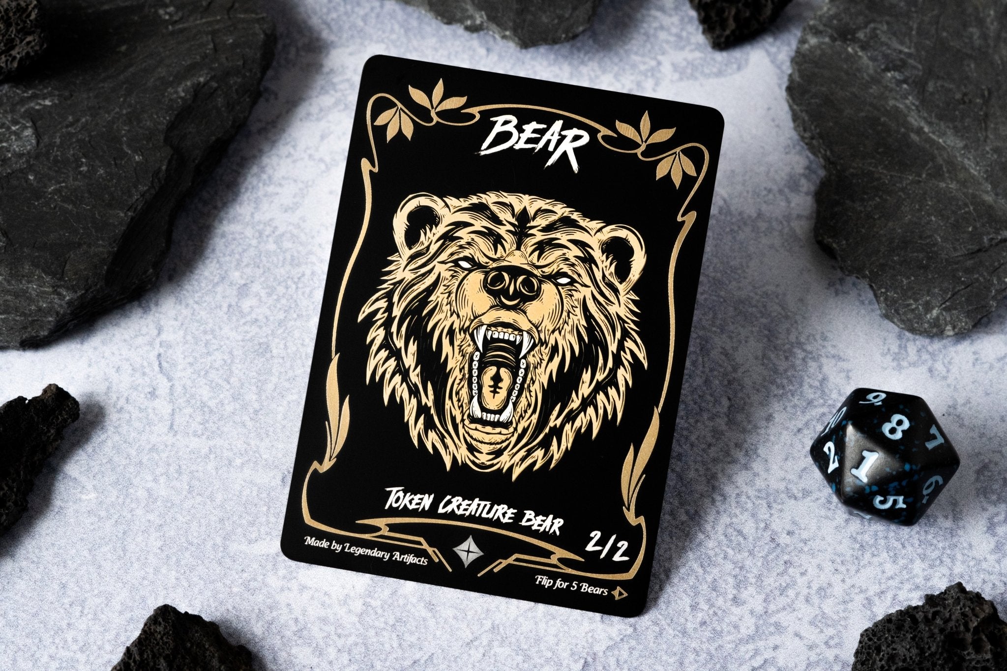 Stainless Steel Bear Token - Metal MTG Tokens | Legendary Artifacts