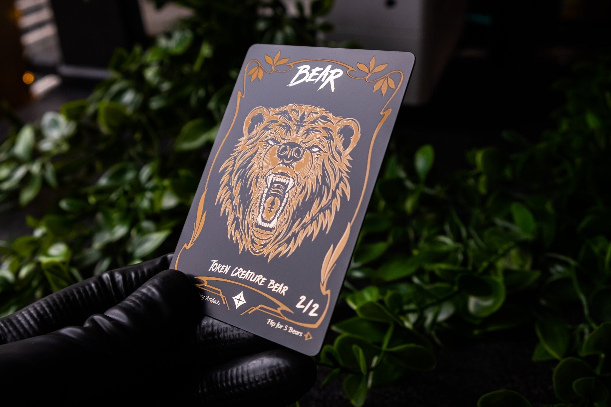 Stainless Steel Bear Token - Metal MTG Tokens | Legendary Artifacts