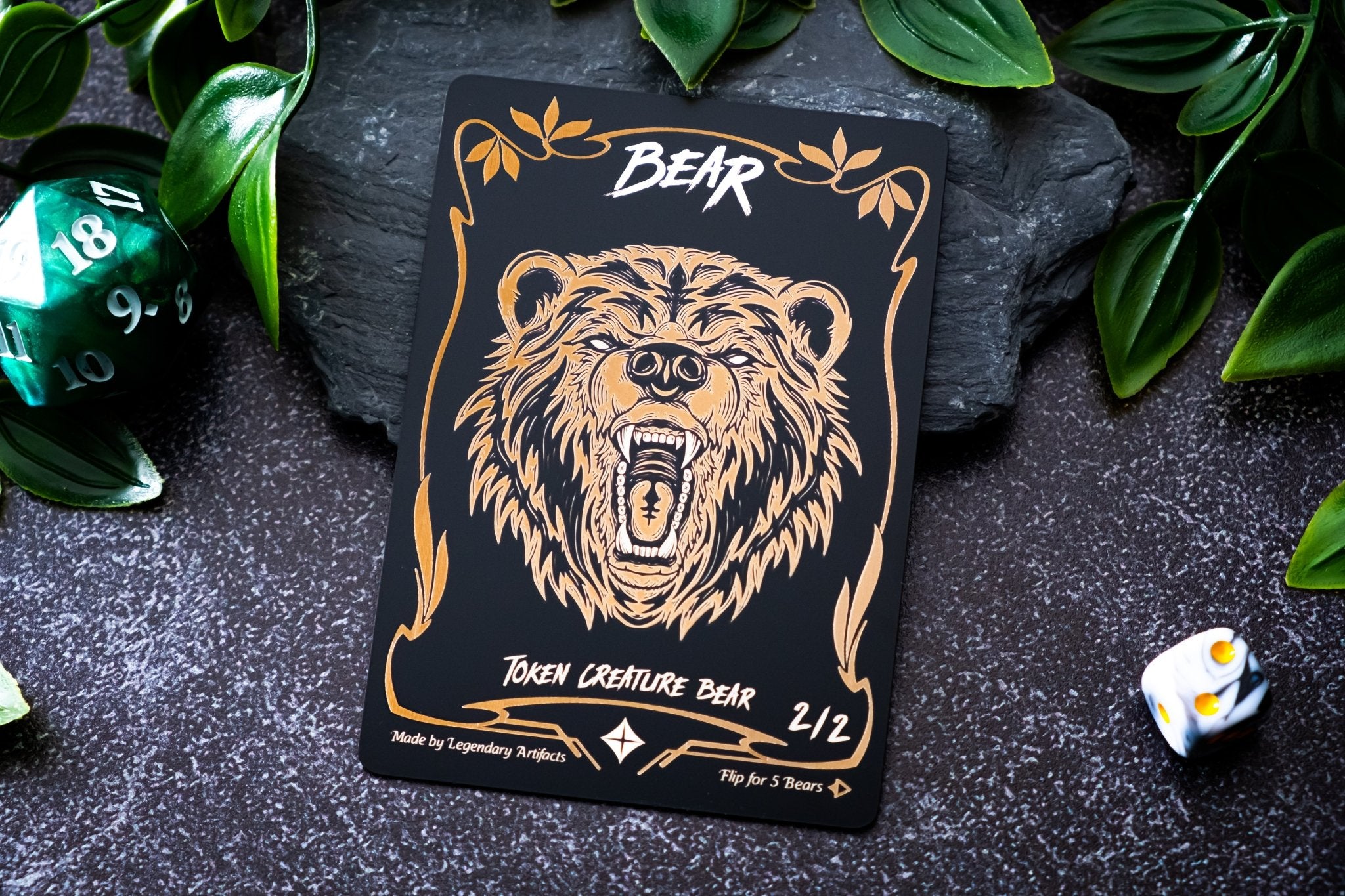 Stainless Steel Bear Token - Metal MTG Tokens | Legendary Artifacts