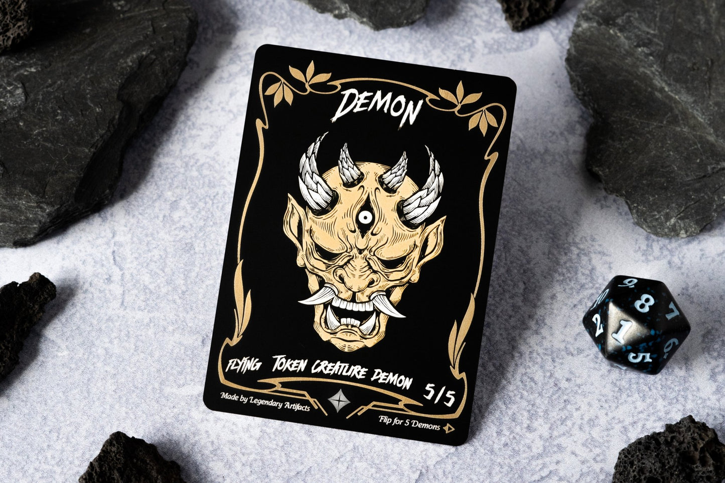 Engraved Steel Demon Token, Double Sided - Legendary Artifacts