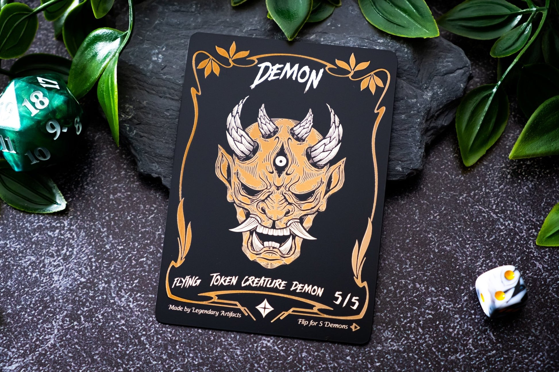 Engraved Steel Demon Token, Double Sided - Legendary Artifacts