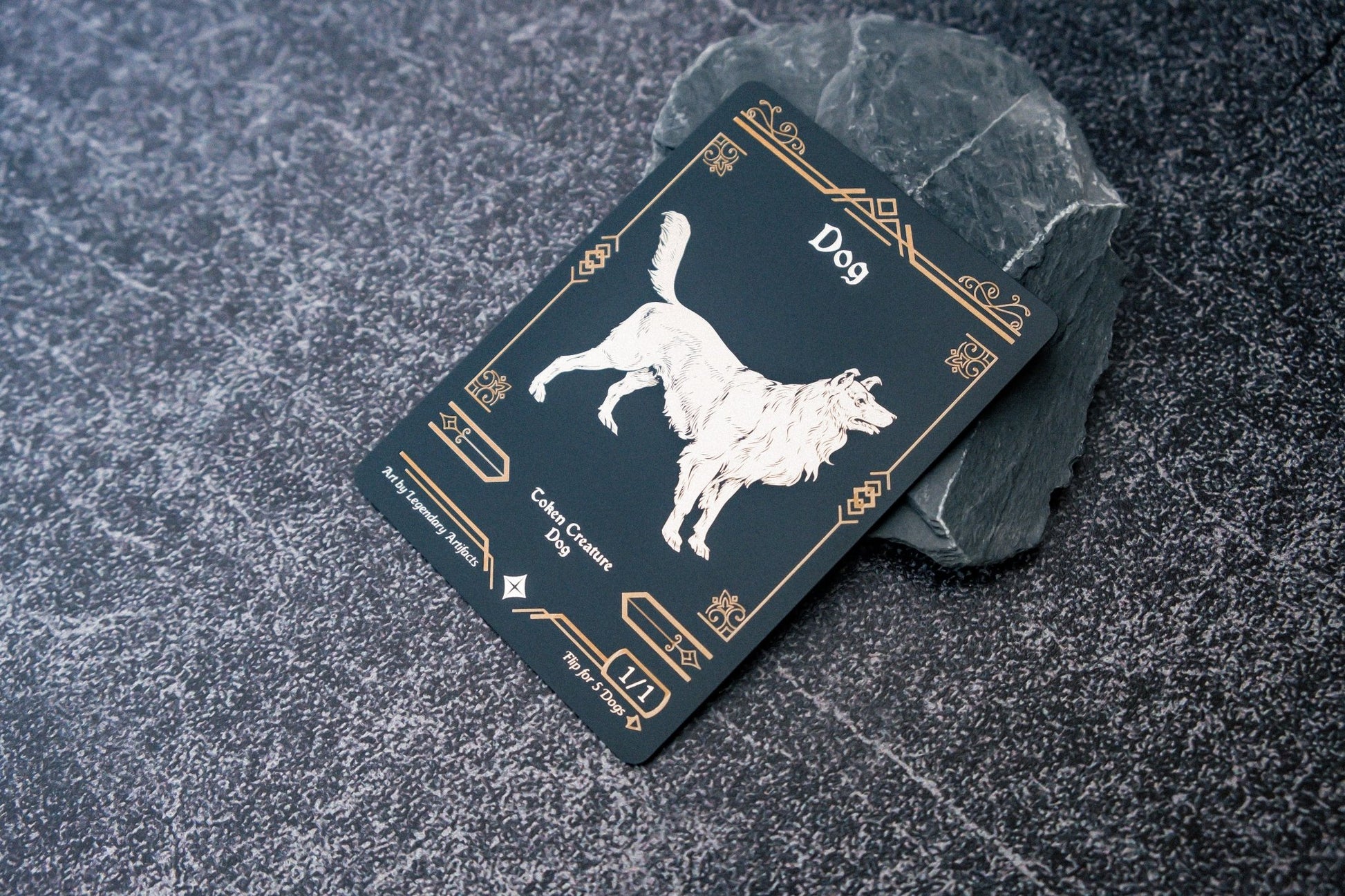 Engraved Steel Dog Token, Double Sided - Legendary Artifacts