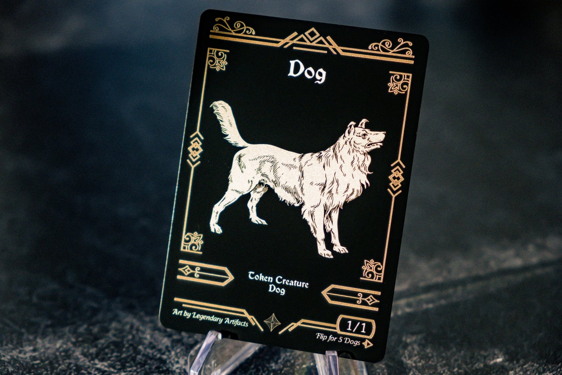 Engraved Steel Dog Token, Double Sided - Legendary Artifacts