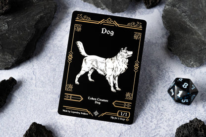 Engraved Steel Dog Token, Double Sided - Legendary Artifacts