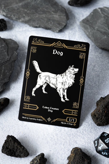 Engraved Steel Dog Token, Double Sided - Legendary Artifacts