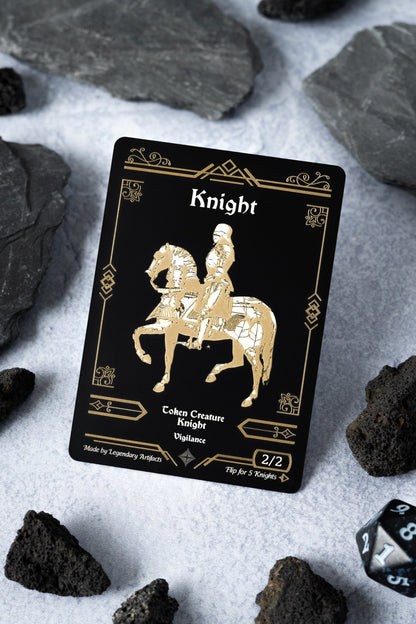 Stainless Steel Knight Token - Metal MTG Tokens | Legendary Artifacts Stainless Steel Knight Token - Metal MTG Tokens | Legendary Artifacts