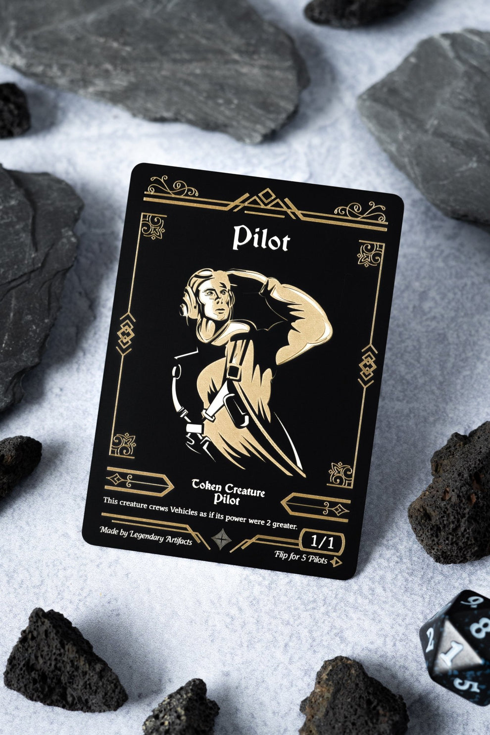 Stainless Steel Pilot Token - Metal MTG Tokens | Legendary Artifacts