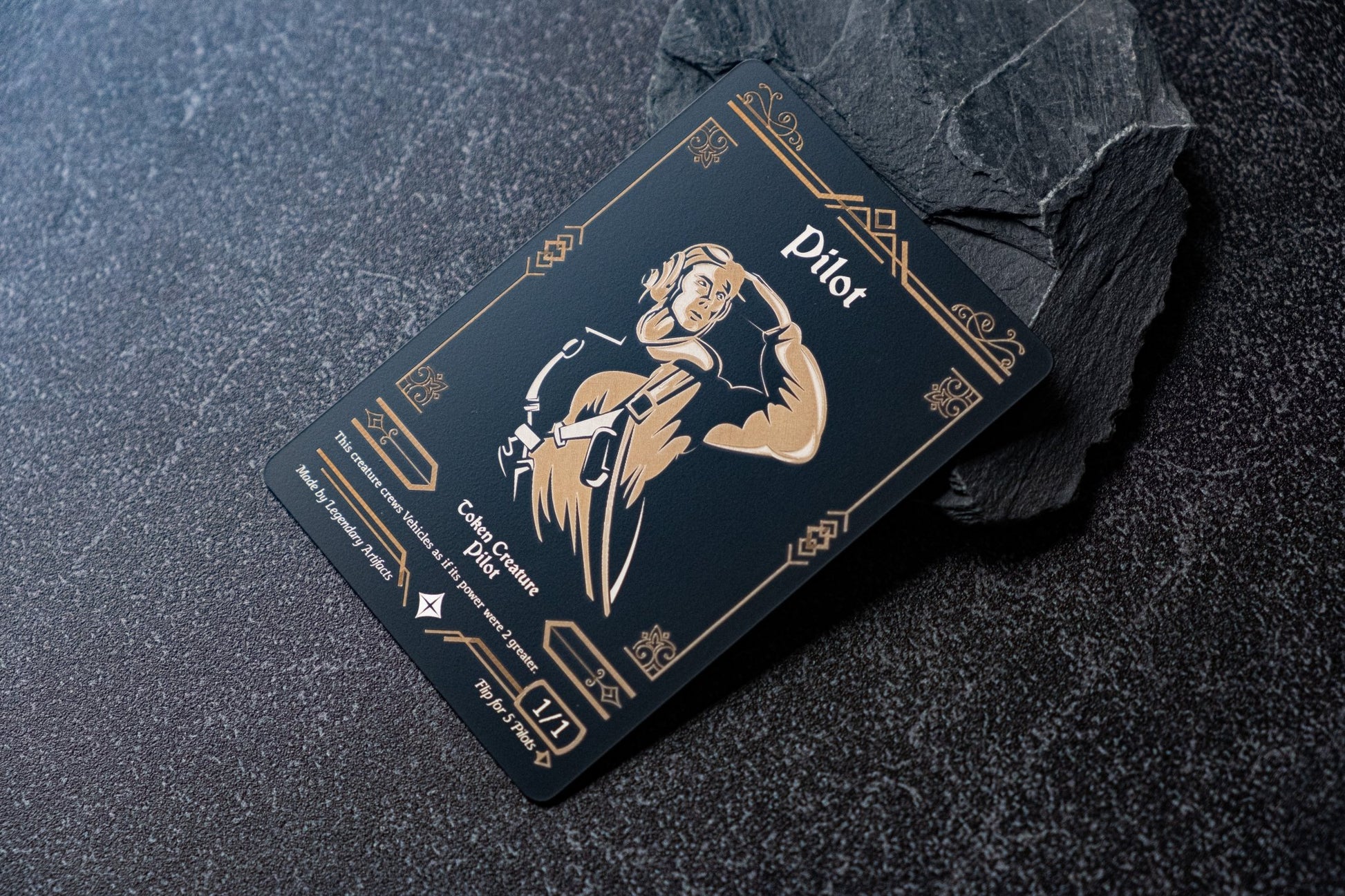 pilot cards mtg Stainless Steel Pilot Token - Metal MTG Tokens