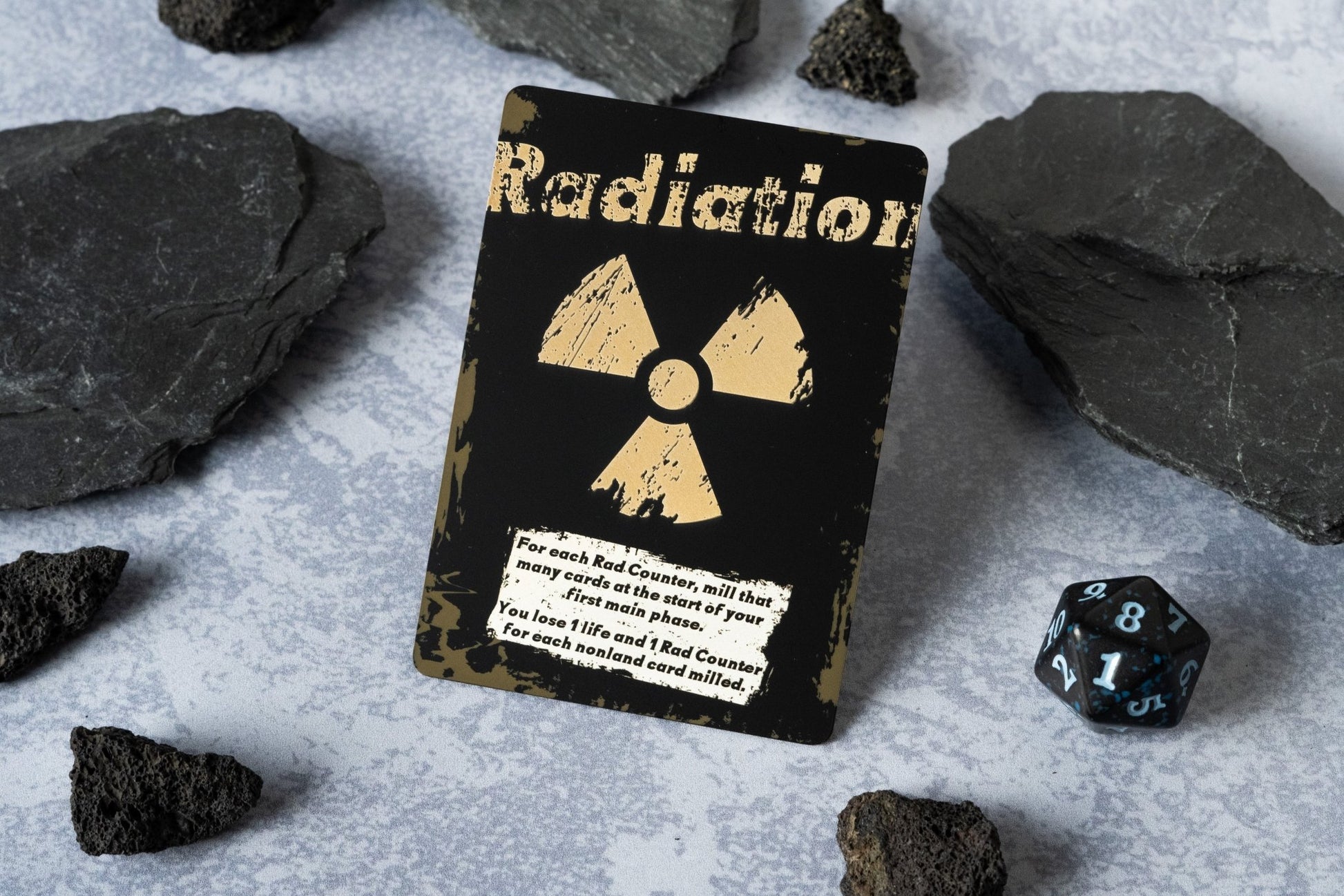 metal engraved mtg cards Stainless Steel Radiation Token - Metal MTG Tokens