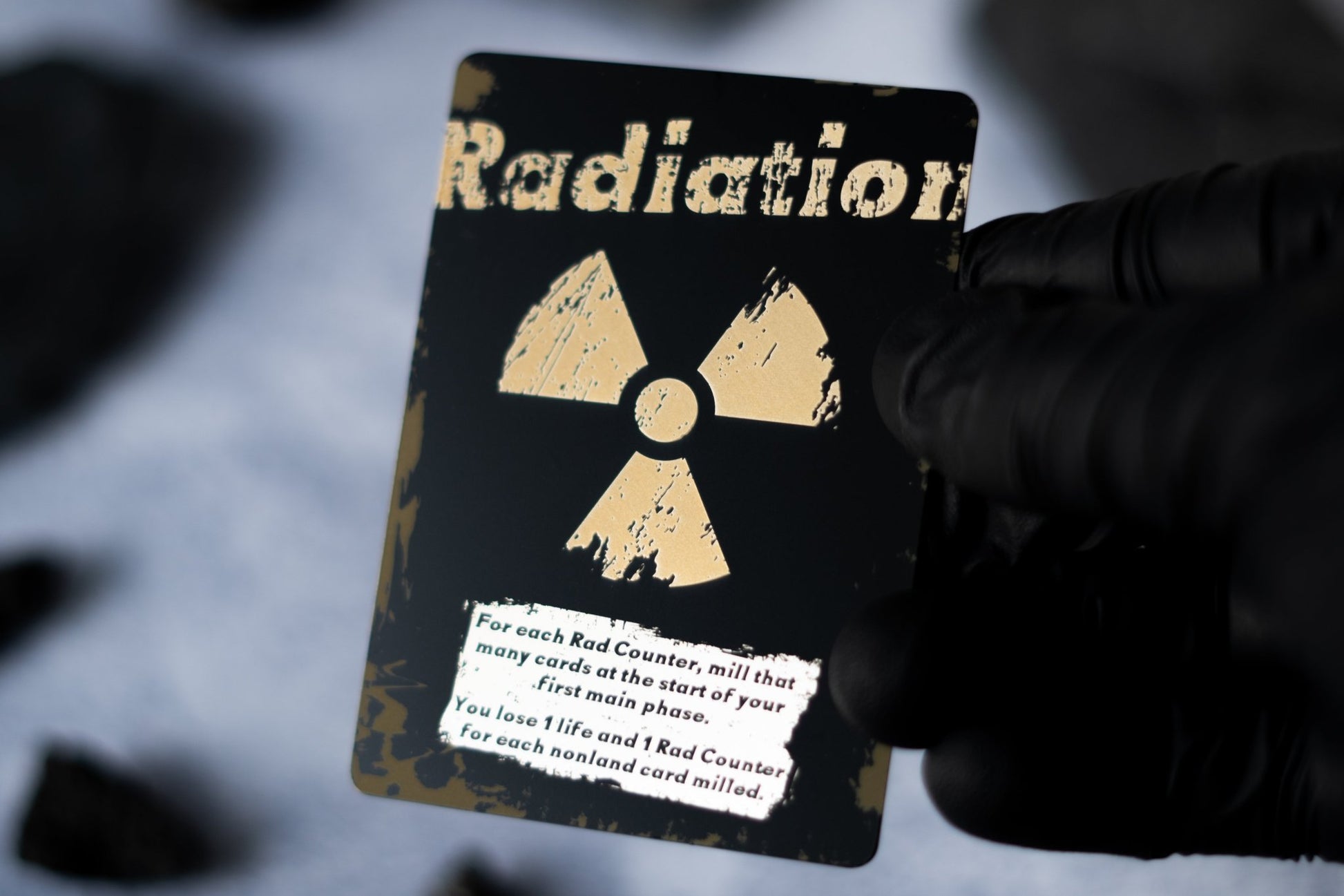 metal engraved mtg cards Stainless Steel Radiation Token - Metal MTG Tokens