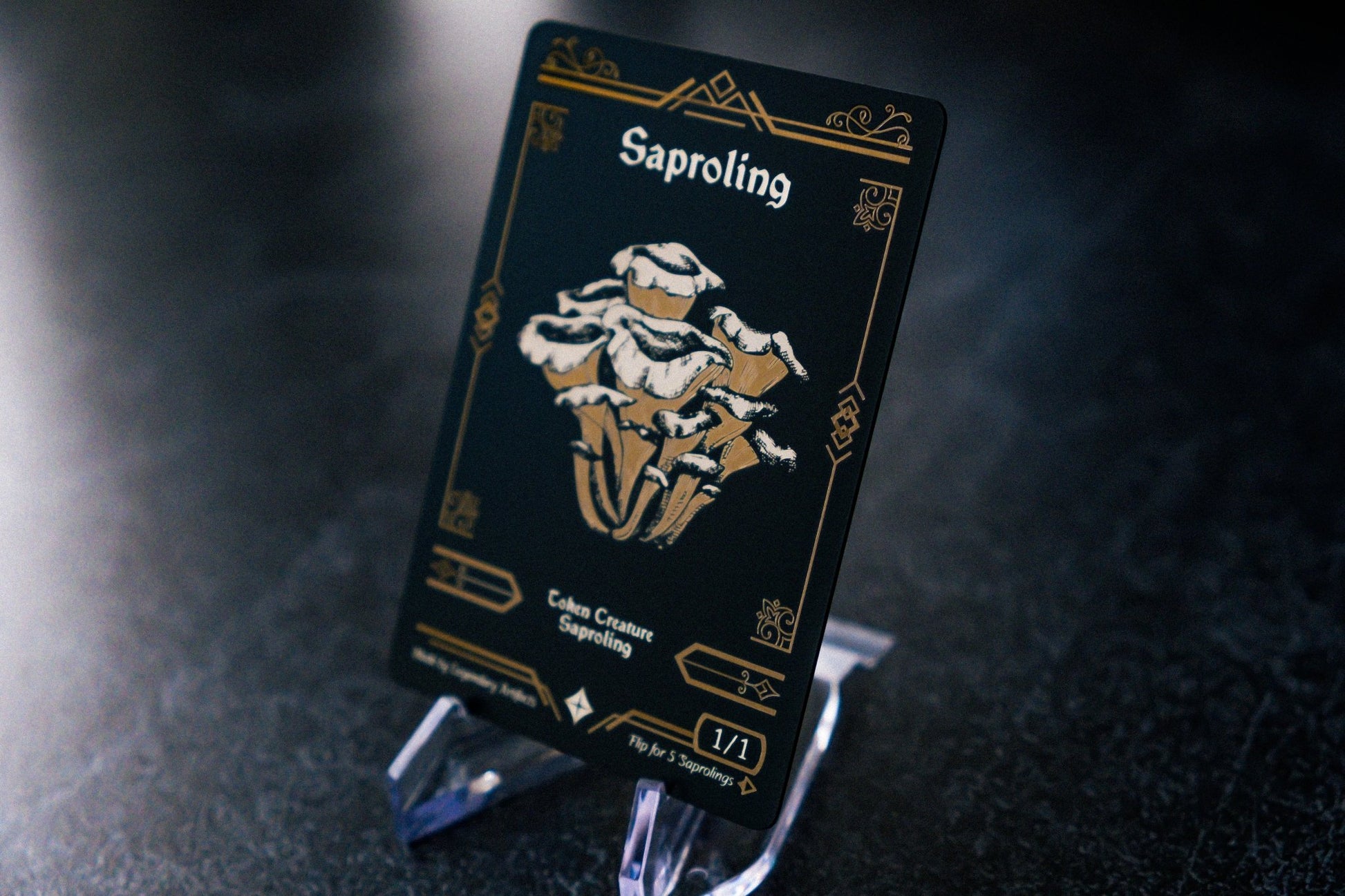 Engraved Steel Saproling Token, Double Sided - Legendary Artifacts