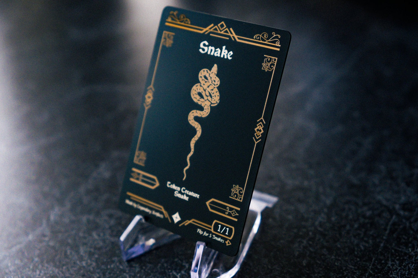Engraved Steel Snake Token, Double Sided - Legendary Artifacts