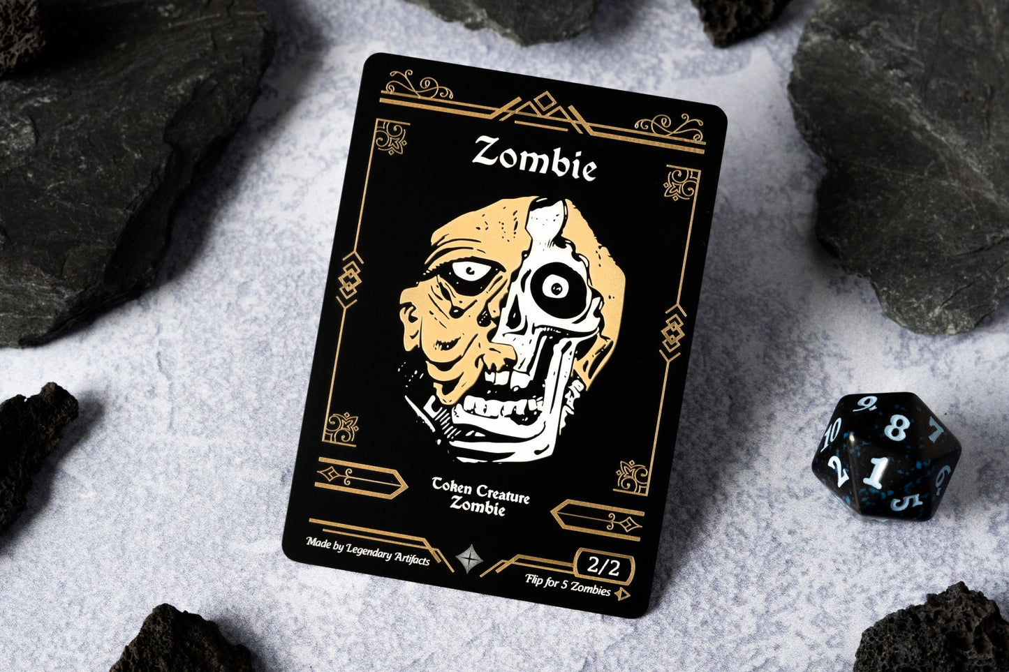 Engraved Steel Zombie Token, Double Sided - Legendary Artifacts