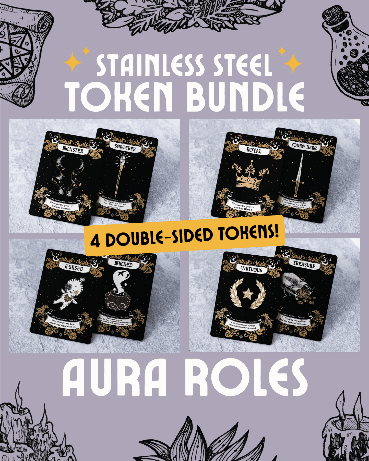 Stainless Steel Aura Role Token Bundle - Legendary Artifacts