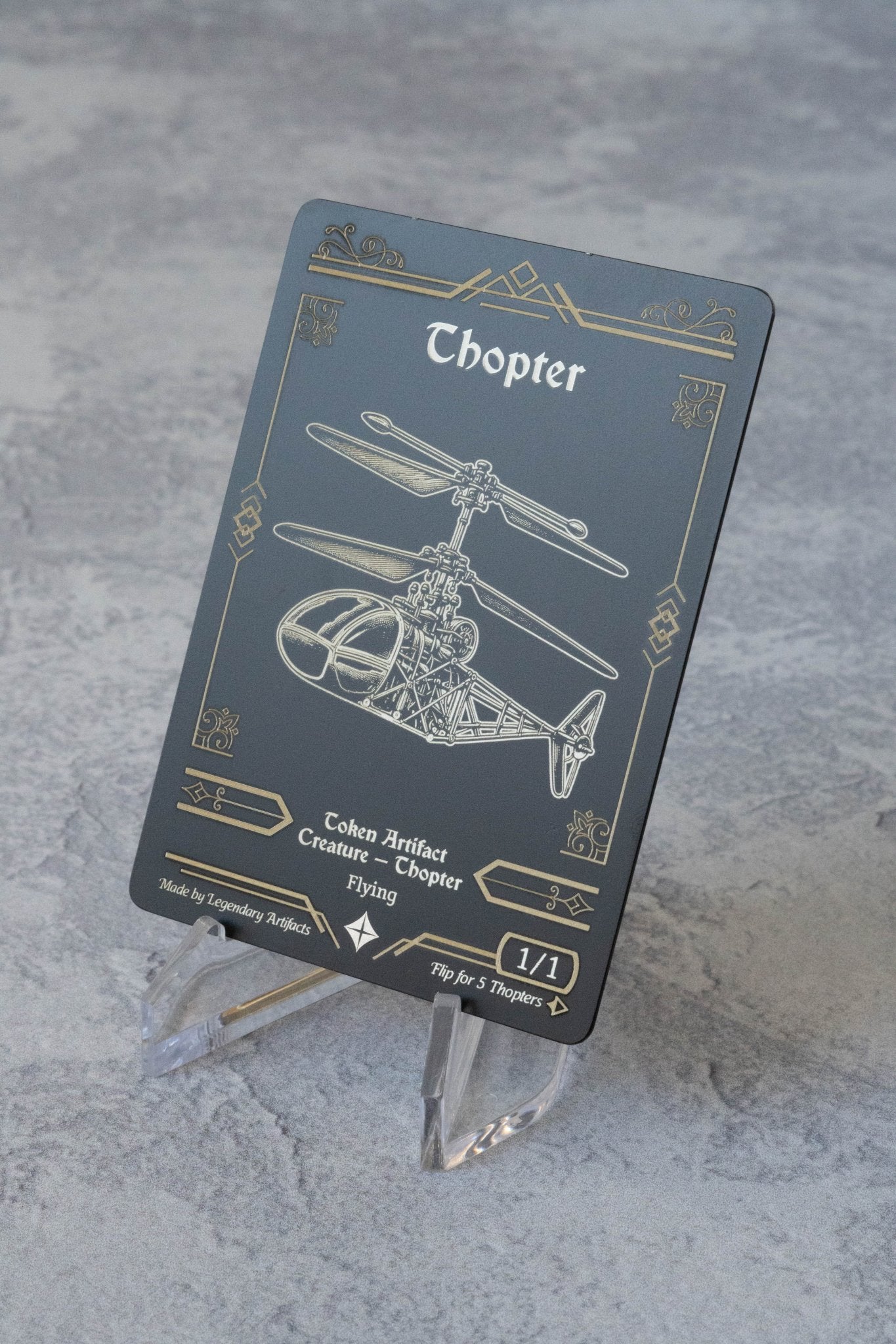 Stainless Steel Thopter Token - Metal MTG Tokens | Legendary Artifacts